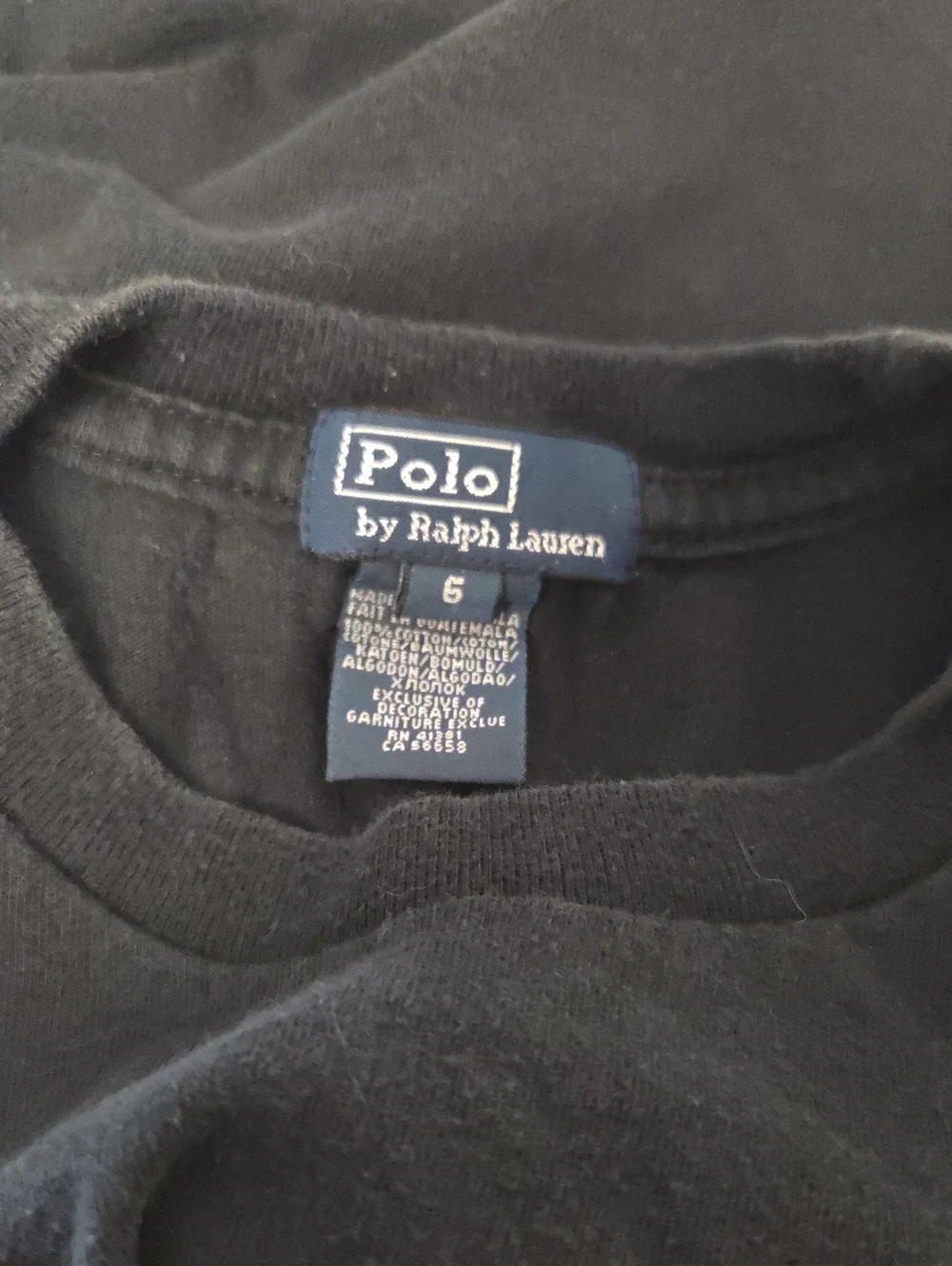 Polo Ralph Lauren Boys Size 5 Set Black Big Pony Long Sleeve Tee & Navy Shorts
